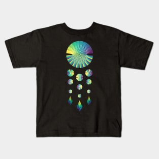 Dream Catcher | Peacock Blue Green Yellow (Black) Kids T-Shirt